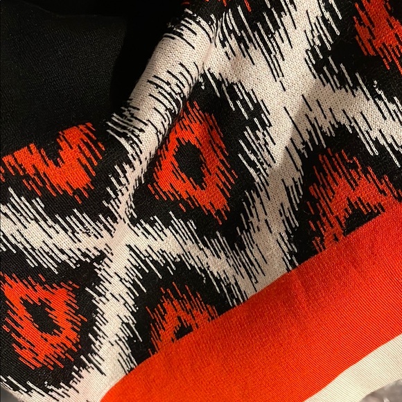 St. John Black Dress with Orange Patterned Hem - Picture 3 of 5